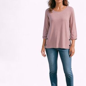NWT Fortune + Ivy | Aubrie Button Detail Light Heathered Purple Knit Shirt Small